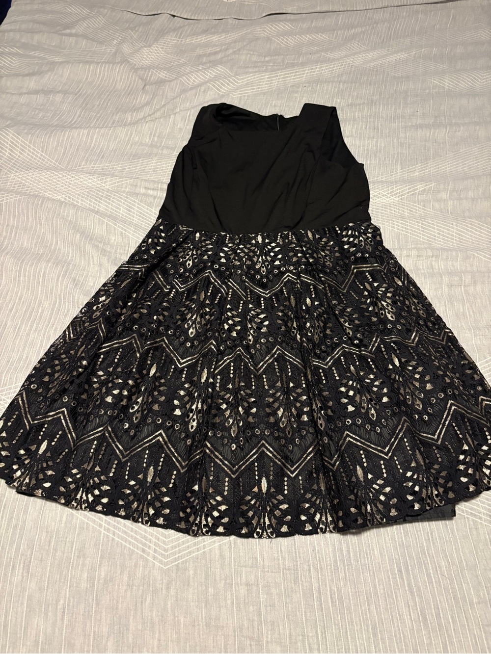 R&K Black Lace-Overlay Fit & Flare Mini Dress